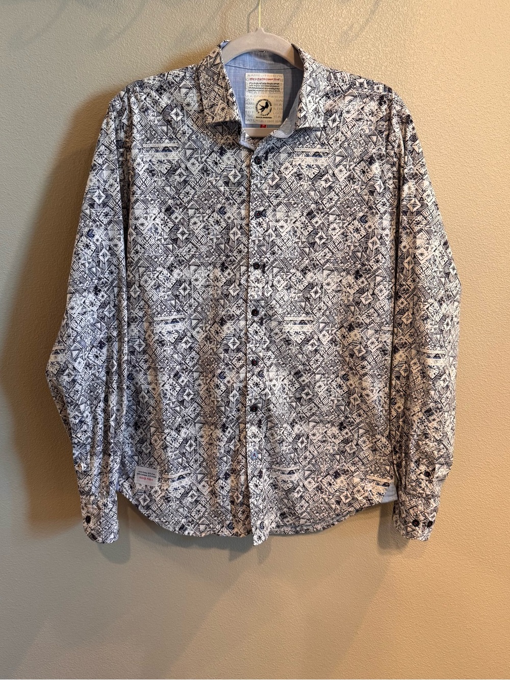 A Fish Named Fred Men's Geometric Print Button-Down Shirt in Black & White